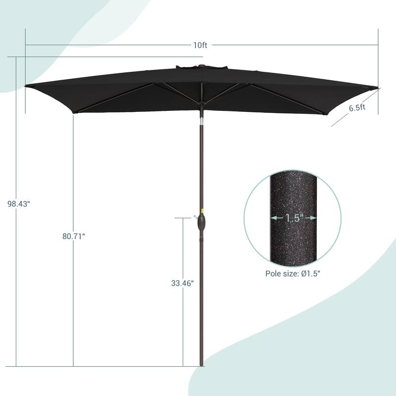 AOOLIMICS 10×6.5FT Rectangular Patio Umbrella with UV Protection, Easy Tilt, and Wind-Resistant Features