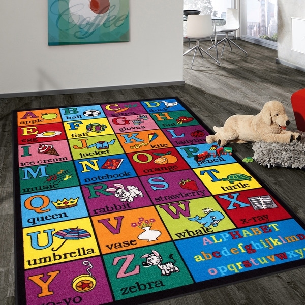World Rug Gallery Kids Educational Learning Alphabet Non Slip Area