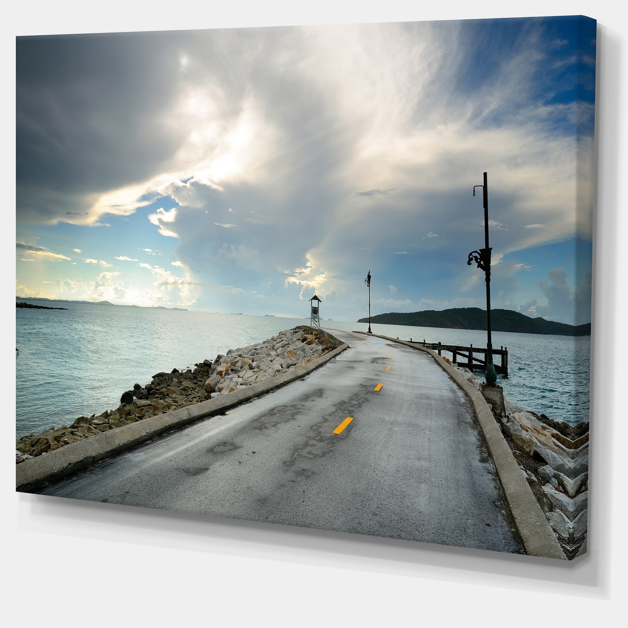 Vintage Pathway into the Ocean - Sea Bridge Canvas Wall  Mini-image