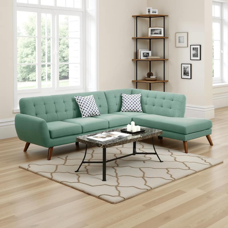 Polyfiber 2 Pieces Sectional With 2 Pillows In Blue