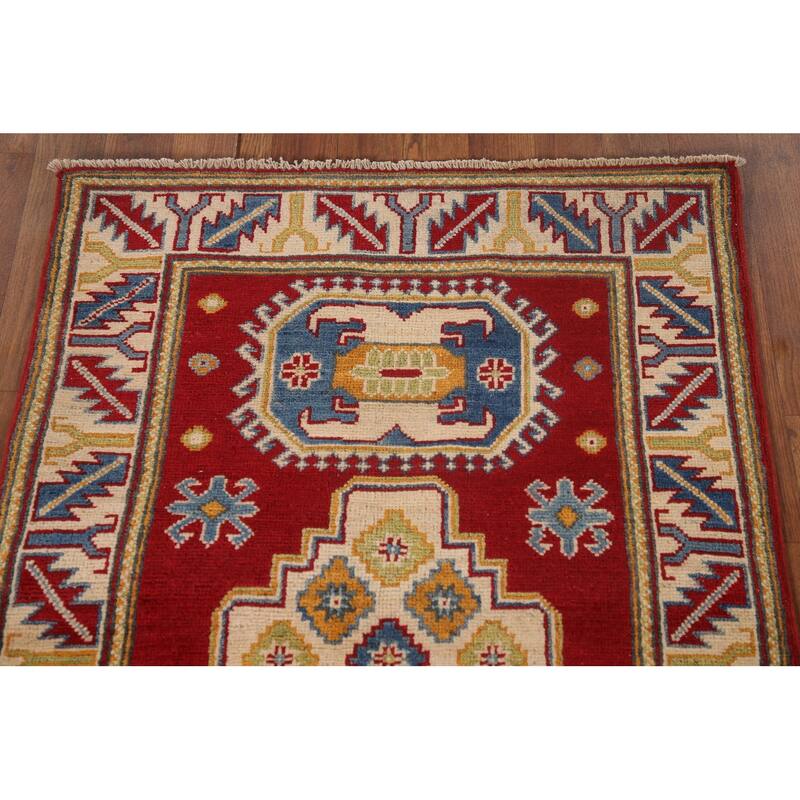 Red Kazak Accent Rug Handmade Wool Carpet - 2'9" x 4'2"
