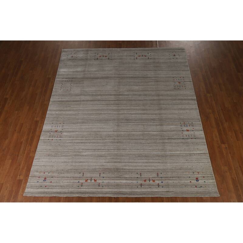 Hand Knotted Oriental 100% Wool Carpet Tribal Tribal Greys & Charcoal Gabbeh Area Rug - 10' 0'' X 8' 3''