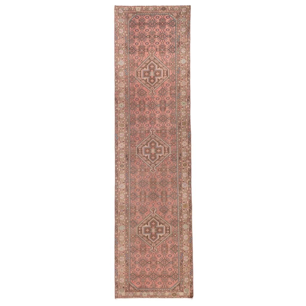 ECARPETGALLERY Hand-knotted Antalya Vintage Coral Wool Rug - 2'6 x 9'5