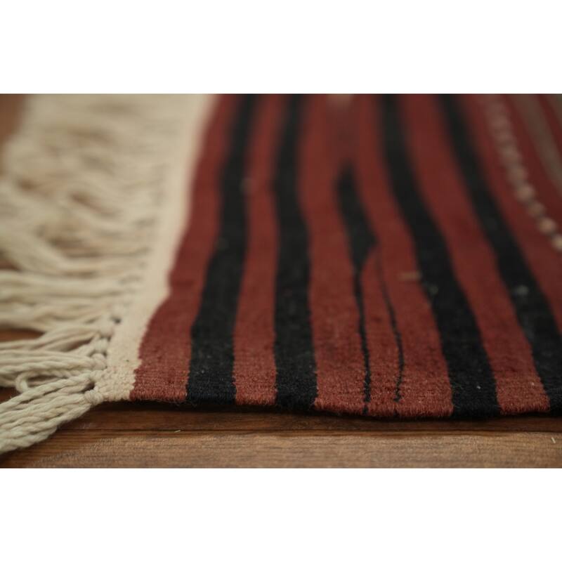 Hand Woven Oriental 100% Wool Carpet Southwestern Tribal Red Kilim Area Rug - 6' 3'' X 3' 5''