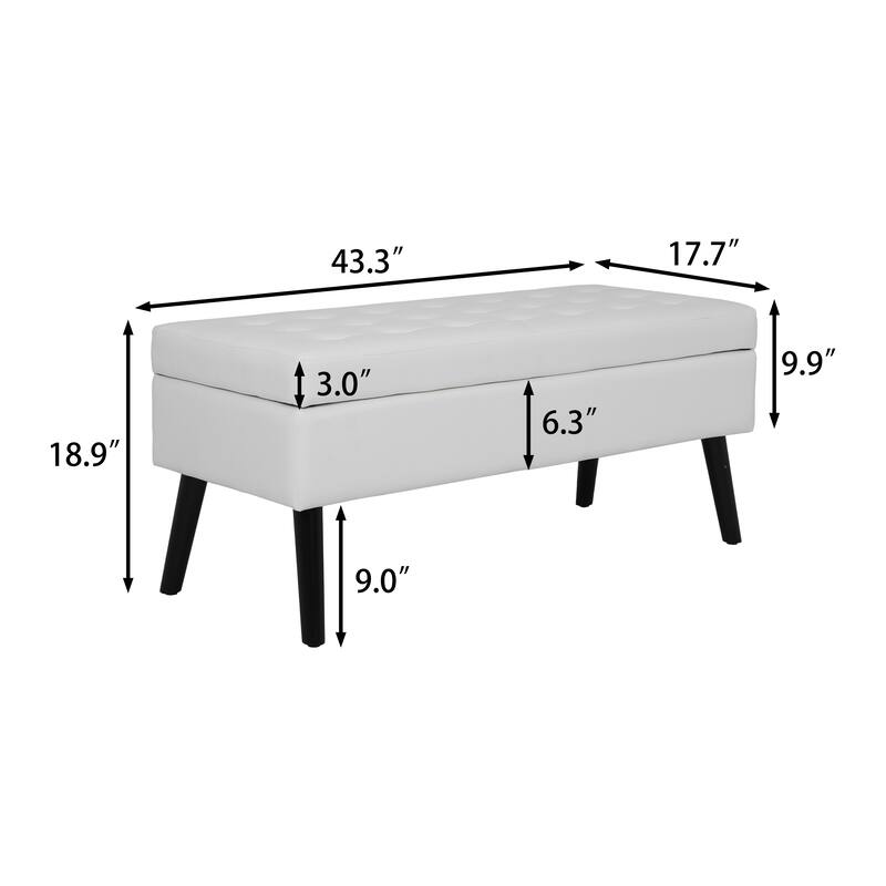 Storage Bench with Storage Bench for Bedroom End of Bed Bench Foot of Bed Bench Storage Ottoman Bench 43.3" W x 17.7"