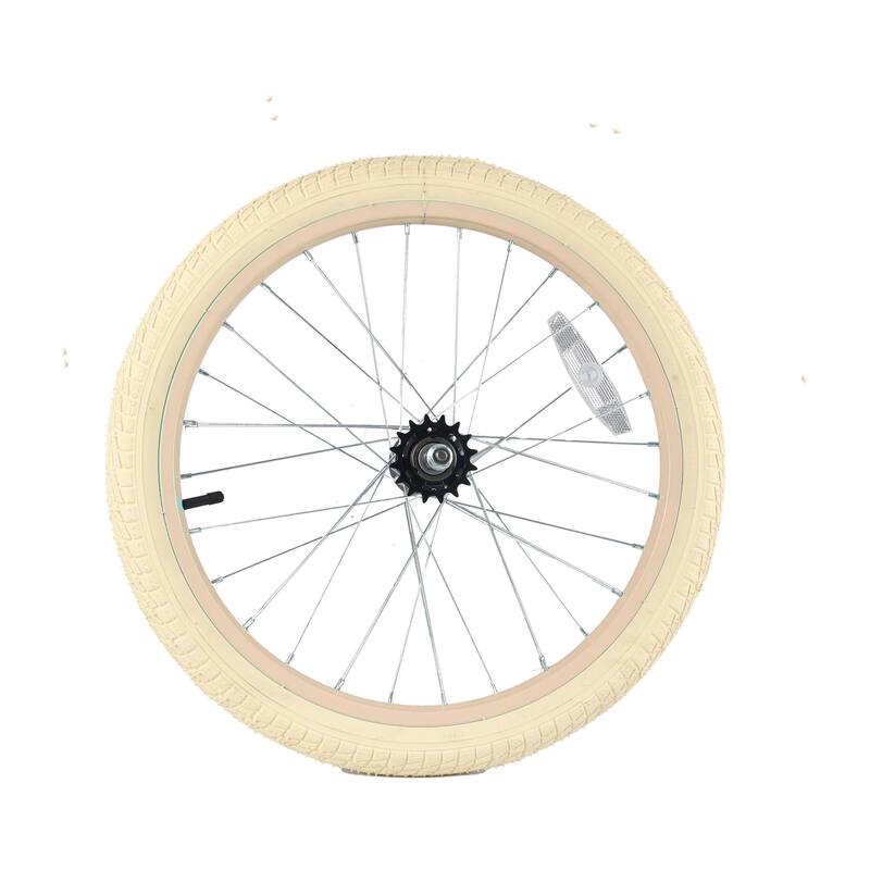 24 Inch Girls Bike Front Wheels Replacement with Solid Air Rubber Tire and Inner Tube - White