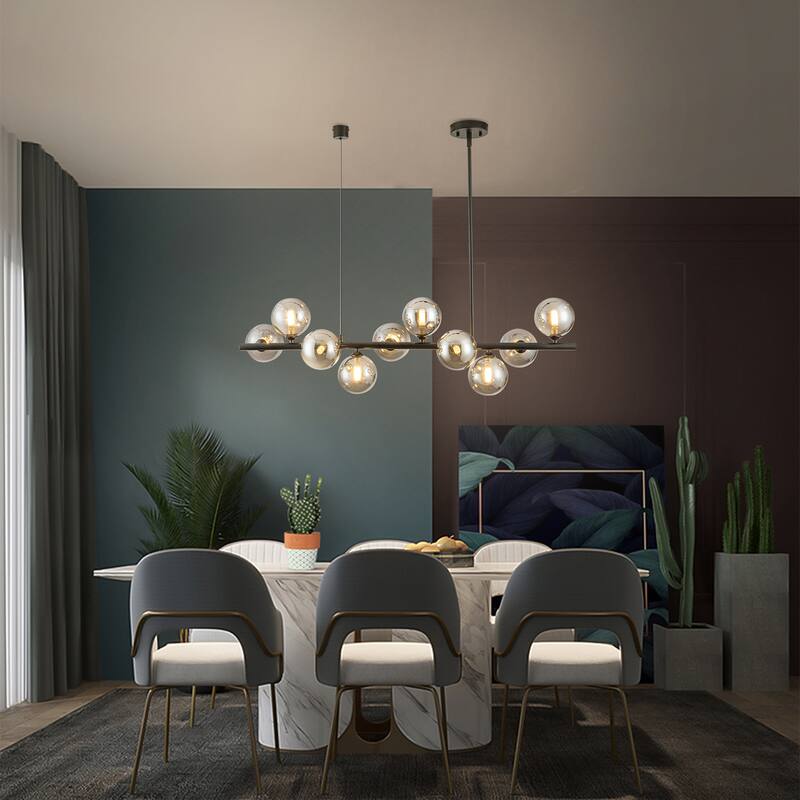 Sputnik chandelier Linear Chandelier with Glass Globes - 10-Light