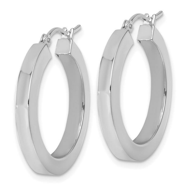 Curata 14k White Gold Polished Square Tube Hoop Earrings - 25x25mm