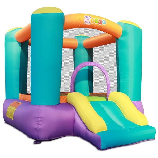 slide 2 of 5, Pogo Bounce House Backyard Kids Residential Nylon Inflatable Indoor/Outdoor Bouncer with Slide for Small Kids