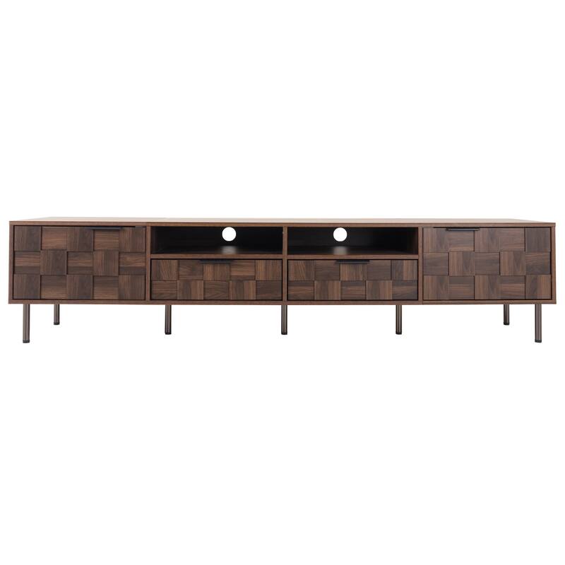 Mid Century TV Stand Antique TV Stand, for TVs up to 85" with 2 Drawers and Storage, for Living Room, Bedroom