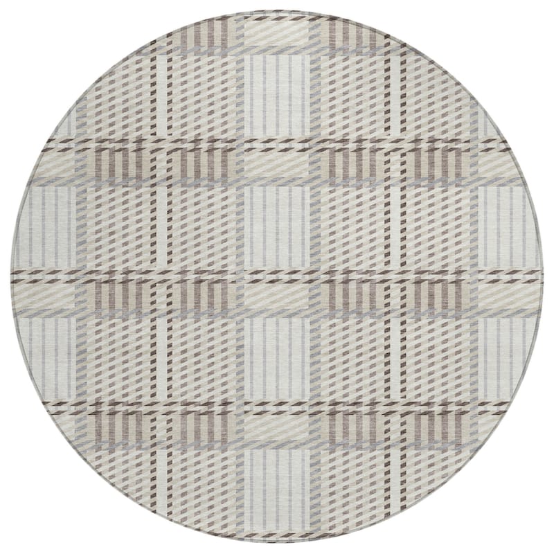 HomeRoots Plaid Transitional Rectangle Outdoor Rug