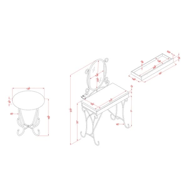 Gess Modern Pink Metal 2-piece Vanity and Stool Set by Furniture of America