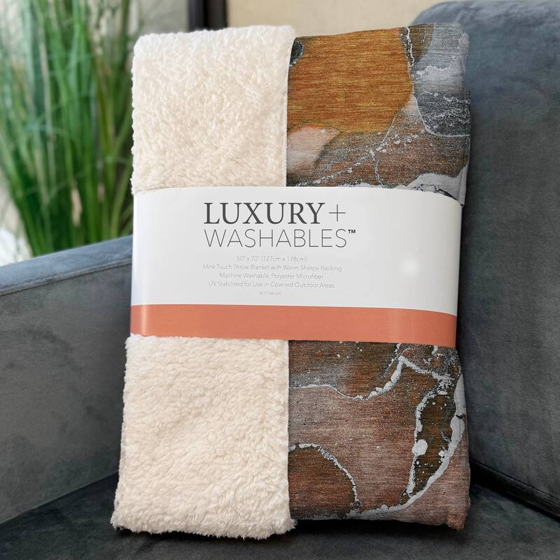 Premium Machine Washable Abstract Contemporary Sherpa Throw Blanket