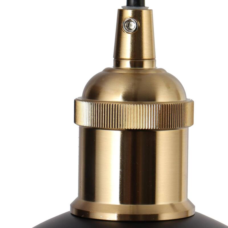 Modern Farmhouse 1-Light Metal Pendant Light Fixture Black Gold Kitchen Island Light for Dining Room - 6" D x 3'' H