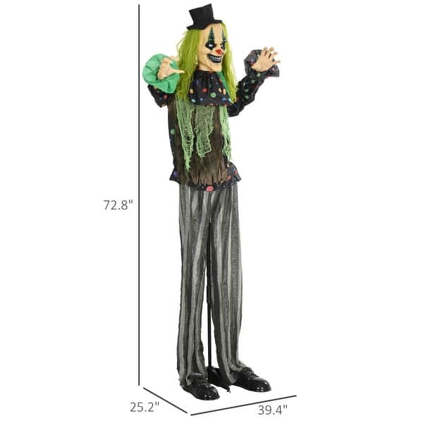 6.1' Life Size Halloween Animatronic Circus Clown, Sound and Motion Activated with Light Up Eyes, Talking and Laughter