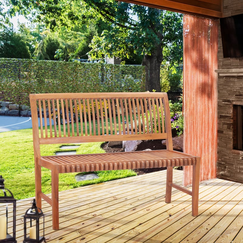 Chic Teak Castle Outdoor Teak Wood Patio & Garden Bench without Arms, 4 foot