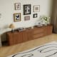 78.74" Mid Century Brown Wood TV Stands, 2 Drawers and Cabinets