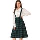 preview thumbnail 5 of 21, Women Vintage Plaid A-Line Overall Suspender Midi Skirt