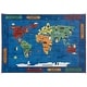 preview thumbnail 2 of 5, Kids Collection Discover the World Navy Area Rug