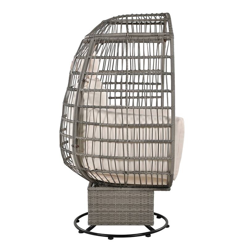Outdoor Patio Rattan Swivel Egg Chair with Rocking Function