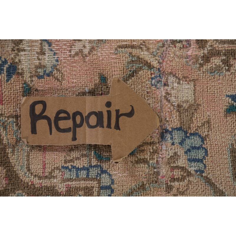 Hand Knotted Oriental 100% Wool Carpet Traditional Floral Peach Mashad Area Rug - 12' 6'' X 9' 7''