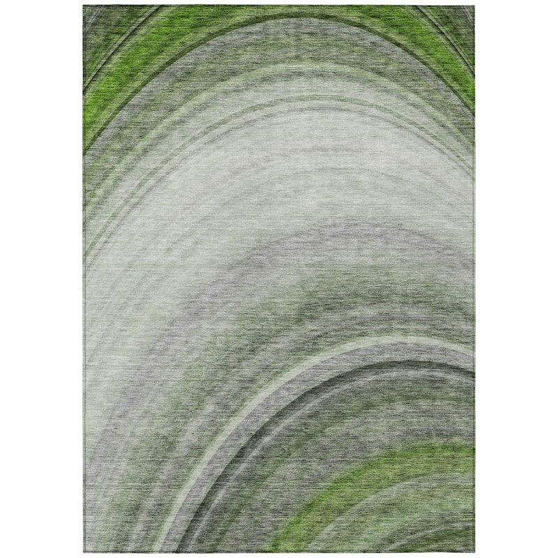 Machine Washable Indoor/ Outdoor Chantille Abstract Wave Rug