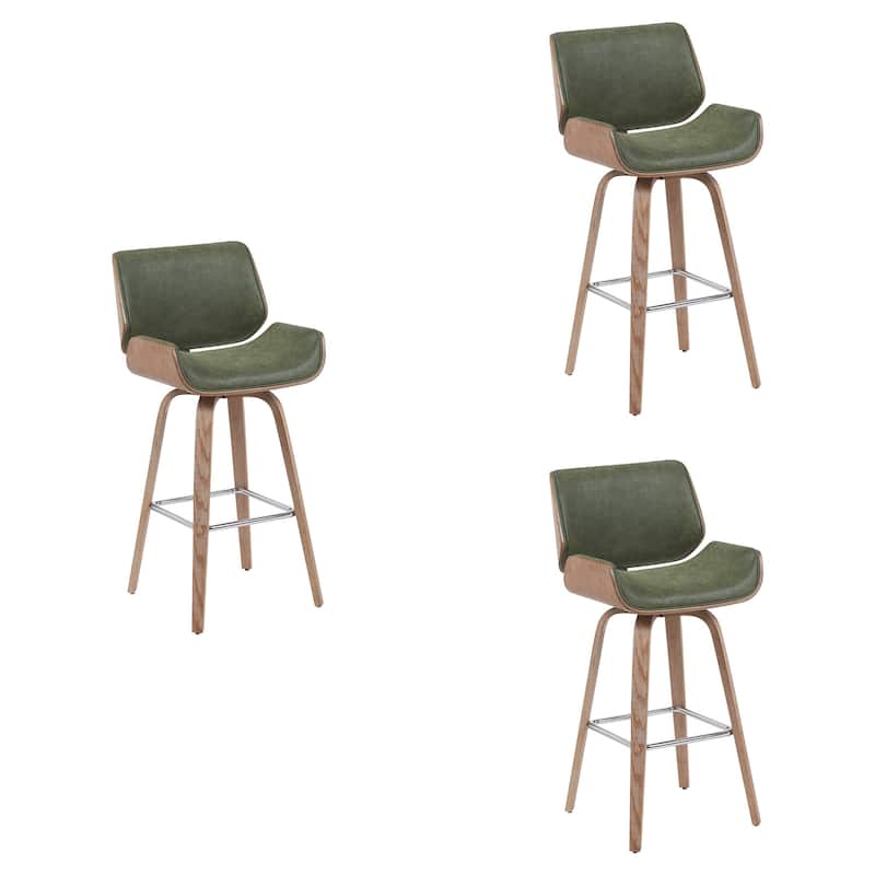 Tyler Mid-Century Swivel Bar Stool, Upholstered Counter Height Chair with Bentwood Legs