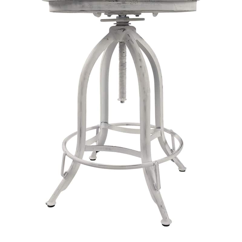 Adjustable Barstool with Curved Seat Back - 38.25" - White
