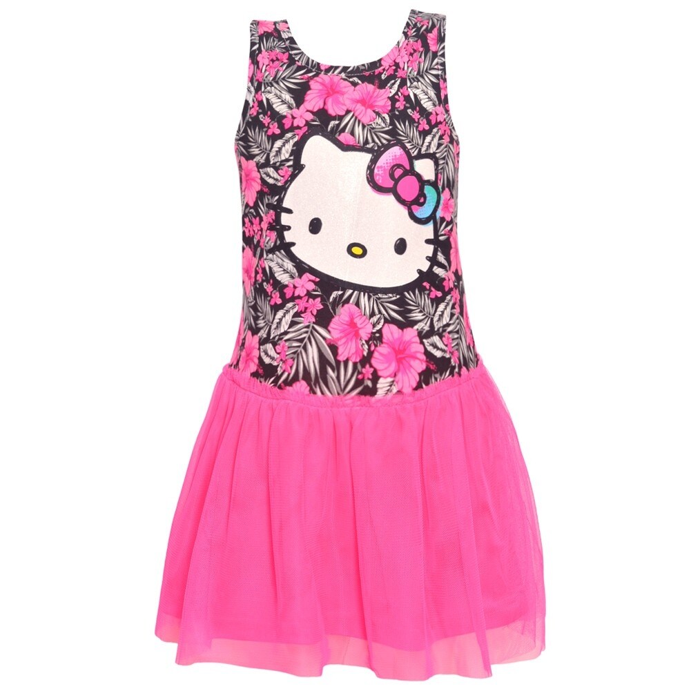 Shop Hello Kitty Little Girls Pink Black Flower Print Drop Waist