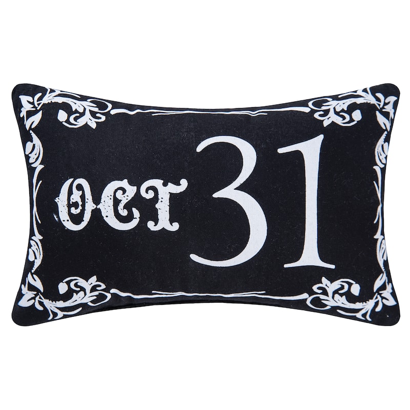 8" x 12" Goth Oct 31 Black Halloween Cotton Printed Petite Pillow