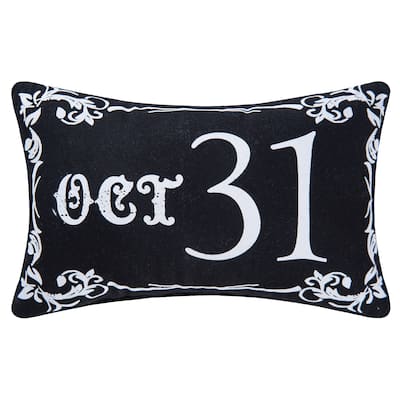8" x 12" Goth Oct 31 Black Halloween Cotton Printed Petite Pillow