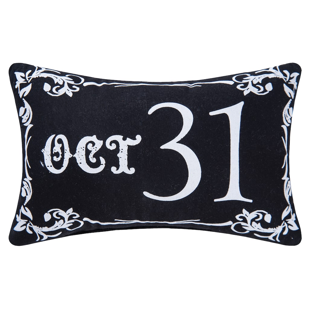 8" x 12" Goth Oct 31 Black Halloween Cotton Printed Petite Pillow