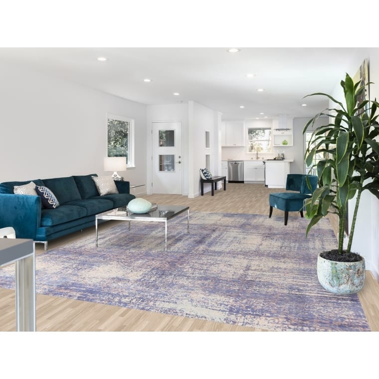 All-Over Abstract Contemporary Area Rug Handmade Wool Carpet - 8'11"x 11'11"