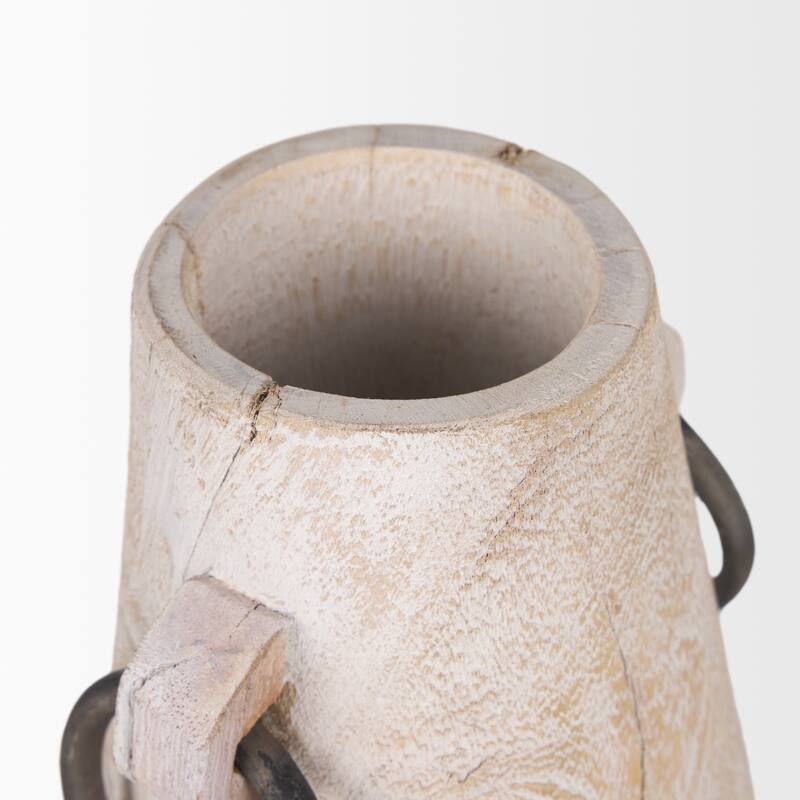 Monique Small Light Brown w/ Handles Wood Pot