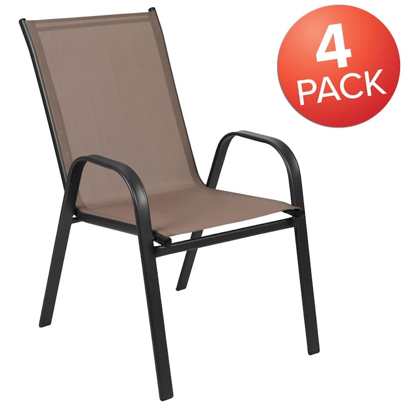 Outdoor Stacking Sling Patio Chairs (Set of 4)