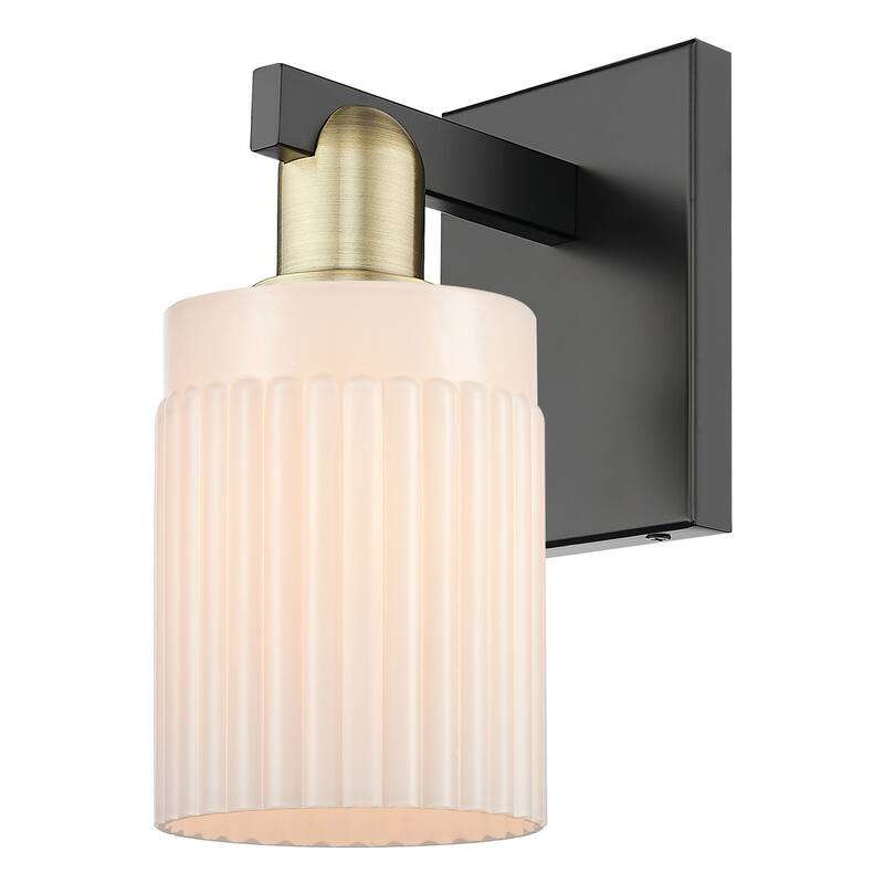 Innovations Lighting 716-1W-11-5 Hadley Sconce Hadley 11" Tall Wall - Black Antique Brass / Matte White