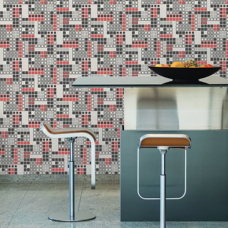 A-Street Prints Bantry Red Geometric Wallpaper