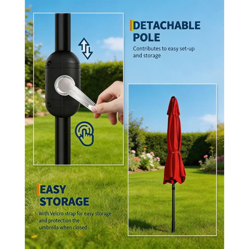 10ft Outdoor Patio Umbrella, with Crank Lift & Push Button Tilt, UV Protection Waterproof