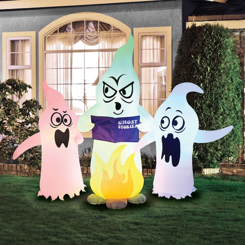 Novelty Lights Pumpkin Patch Halloween Inflatables, Pumpkin Yard Decor, 8.5 Feet - CAMPFIRE GHOSTS