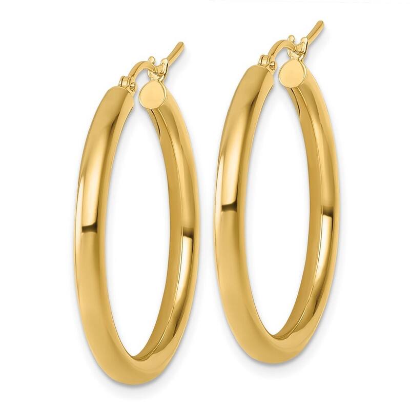 Curata 10k Yellow Gold Polished Hinged 30x3mm Round Hoop Earrings