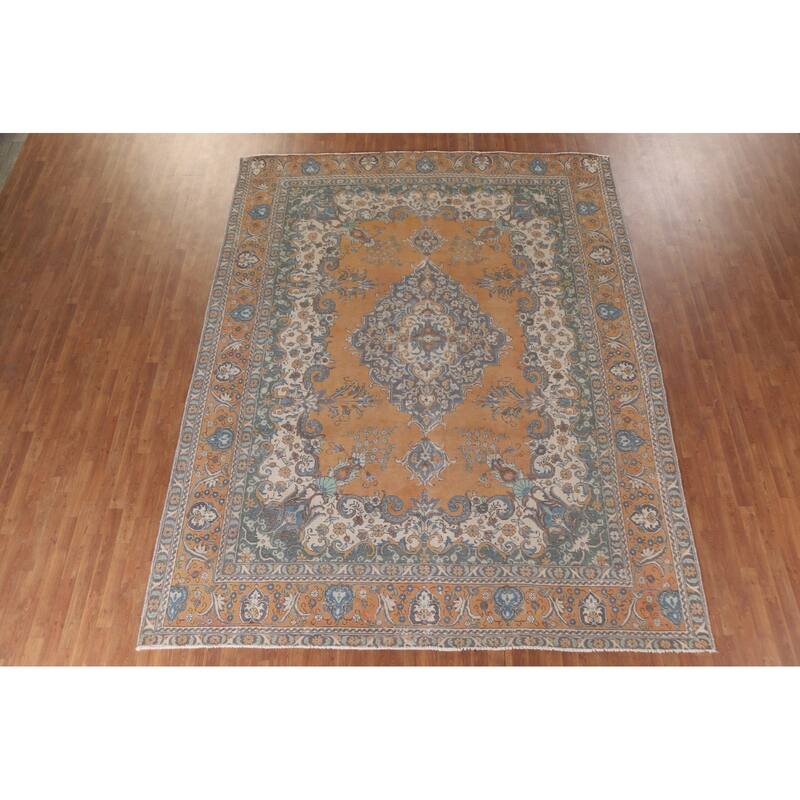 Tabriz Persian Vintage Area Rug Handmade Wool Carpet - 9'9"x 12'5"