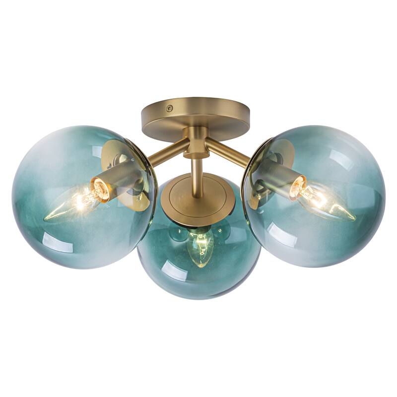 Modern 3-Light Semi Flush Mount With Opal Glass Shade
