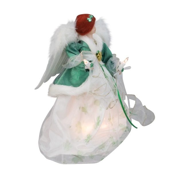 Shop 12 Green And White Shamrock Irish Angel Tree Topper Overstock 30071154