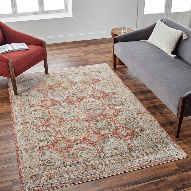 Terriey Traditional Area Rug - 12' x 15' - Rust/Tan