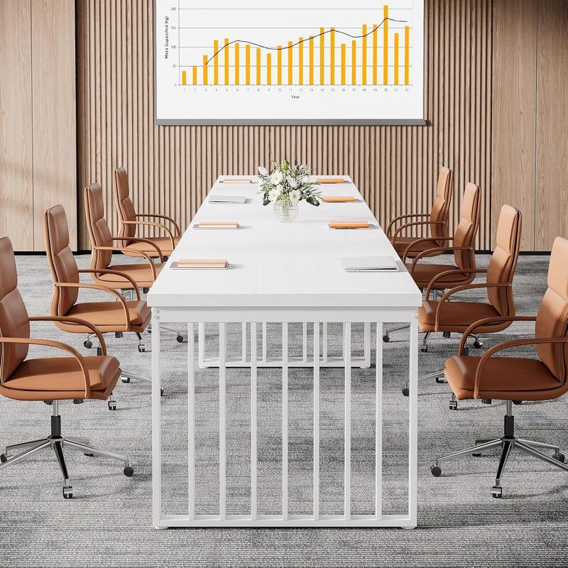 6.56 ft Industrial Conference Table, Rectangular Meeting Table for Seminar, Business & Negotiation