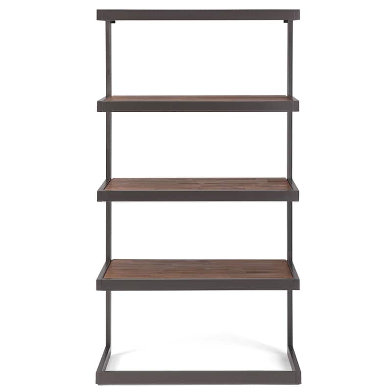WYNDENHALL Cecilia SOLID ACACIA WOOD and Metal 66 inch x 36 inch Rectangle Industrial Bookcase - 36"w x 16.5"d x 66" h