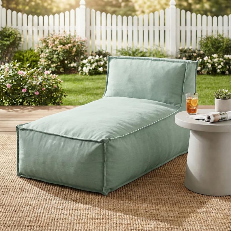 Christopher Knight Home- Harper Fabric Outdoor Bean Bag Lounger Chair - Mint_Single