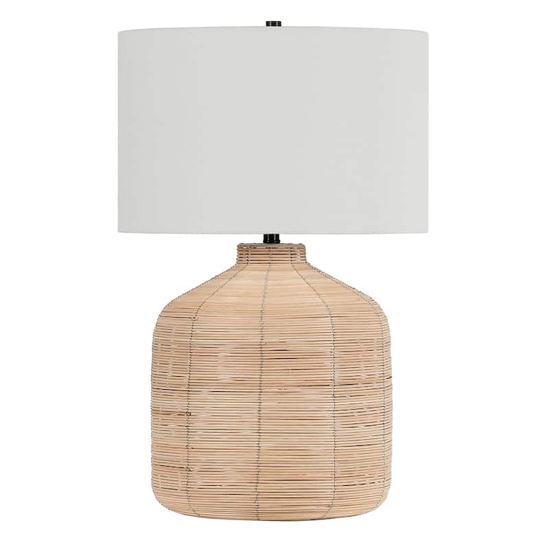 Jolina 27" Tall Oversized/Rattan Table Lamp with Fabric Shade - Oversized Rattan/Brass