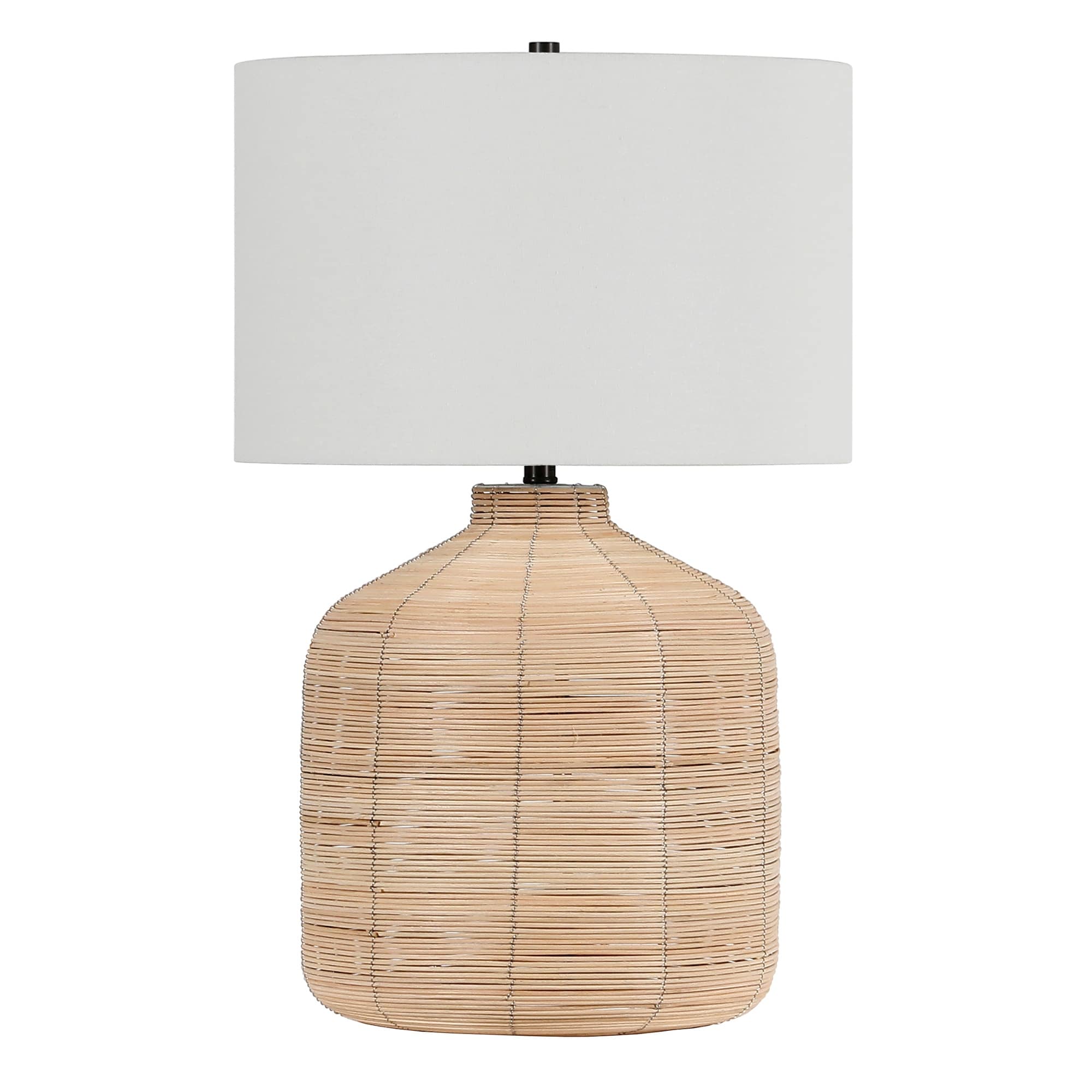 Jolina 27" Tall Oversized/Rattan Table Lamp with Fabric Shade