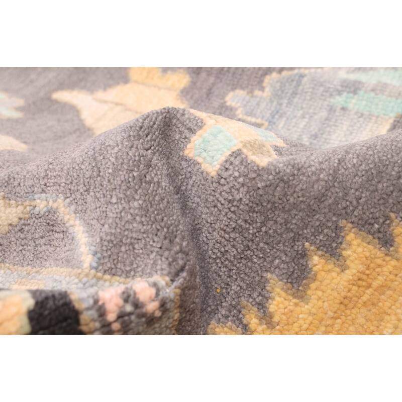 ECARPETGALLERY Hand-knotted Modern Oushak Dark Grey Wool Rug - 10'1 x 14'1